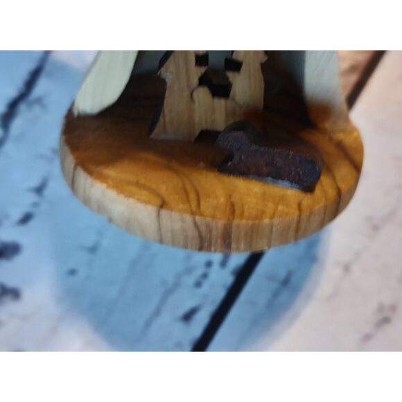 Olive Wood Bell Nativity Scene Christmas tree Ornament hand Carved - Picture 4 of 8